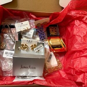 Charter Club necklace and Neiman Marcus earrings and lots of jewelry pieces